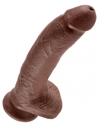 Коричневый фаллоимитатор 9  Cock with Balls - 22,9 см.