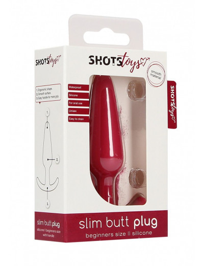 Красная анальная пробка для ношения Slim Butt Plug - 8,3 см.