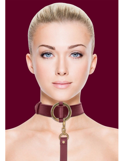 Бордовый ошейник с поводком Collar With Leash