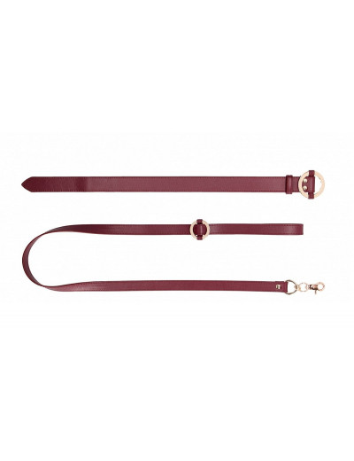 Бордовый ошейник с поводком Collar With Leash