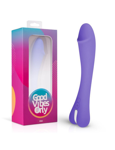 Фиолетовый вибратор для G-стимуляции Gili G-Spot Vibrator - 22 см.