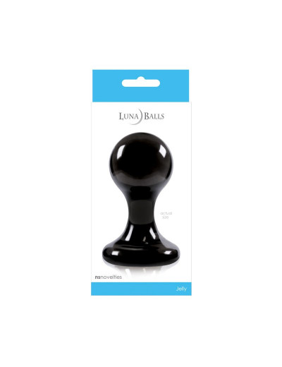 Большая чёрная анальная пробка Luna Balls на присоске - 9,5 см.