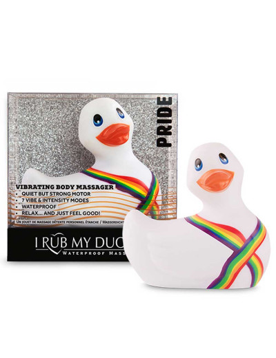 Белый вибратор-уточка I Rub My Duckie 2.0 Pride