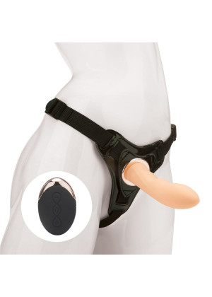 Телесный вибрострапон Vander Wireless Silicone Dong - 14 см.