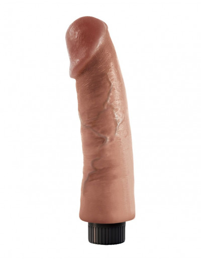 Большой реалистичный вибромассажер-мулат на присоске 9  Vibrating Cock - 24,8 см.