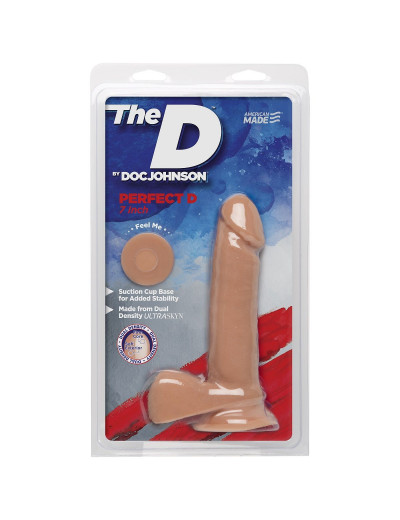 Телесный фаллоимитатор на присоске The D Perfect D 7  Vanilla - 17,78 см.