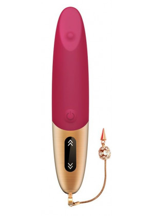 Малиновый вибромассажер DYSIS BRIGHT - 12,6 см.