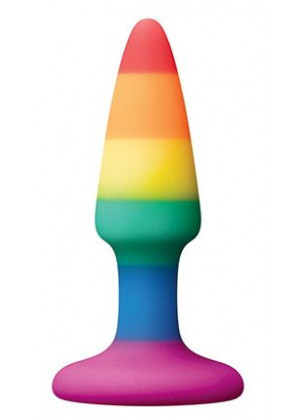 Разноцветная анальная втулка RAINBOW ANAL PLUG MINI - 9 см.