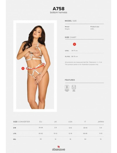 Портупея в виде открытых трусиков с заклепками plus size
