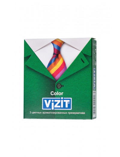 Цветные ароматизированные презервативы VIZIT Color - 3 шт.