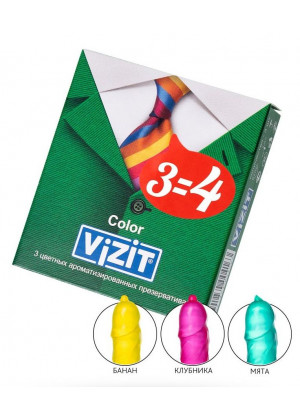 Цветные ароматизированные презервативы VIZIT Color - 3 шт.