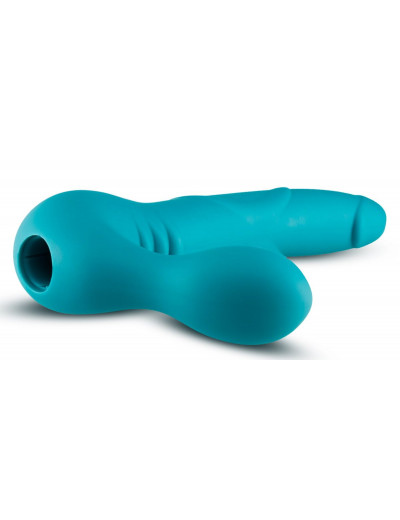 Бирюзовый безремневой страпон Luna Strapless Silicone Dildo - 22,86 см.