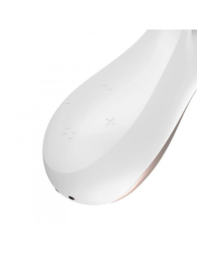 Белый вибратор-кролик Satisfyer Mono Flex с управлением через приложение - 20,4 см.