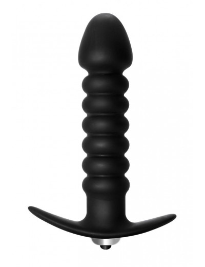 Чёрная анальная вибропробка Twisted Anal Plug - 13 см.