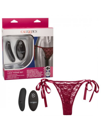 Кружевные трусики с клиторальным вибратором Remote Control Lace Thong Set