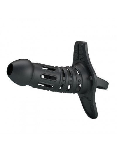 Черная рельефная насадка на пенис Hercules Penis Sleeve - 11,5 см.