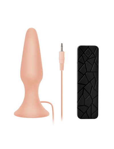Телесная анальная пробка с вибрацией BOOTYFUL 6INCH SLIM INTRUDER - 15 см.
