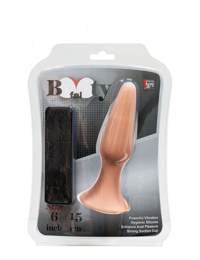 Телесная анальная пробка с вибрацией BOOTYFUL 6INCH SLIM INTRUDER - 15 см.