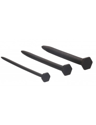 Набор из 3 черных стимуляторов уретры Silicone Screw Plug Set
