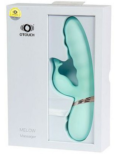 Мятный вибратор с клиторальным отростком MELOW - 19,8 см.