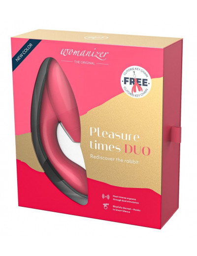 Розовый стимулятор Womanizer DUO с вагинальным отростком