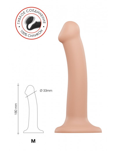 Телесный фаллос на присоске Silicone Bendable Dildo M - 18 см.