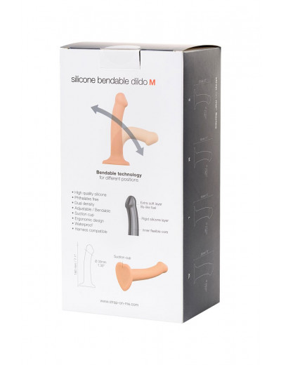 Телесный фаллос на присоске Silicone Bendable Dildo M - 18 см.
