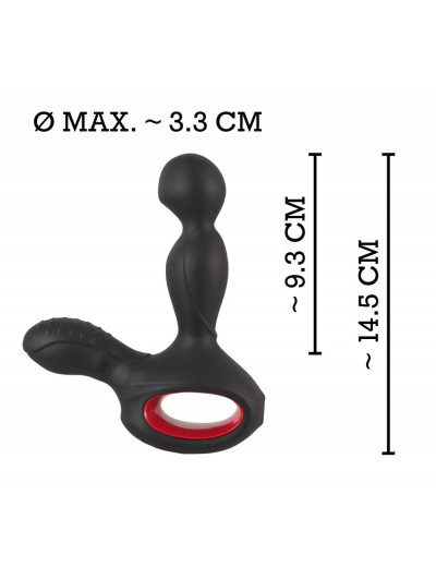 Черный вибромассажер простаты с нагревом и ротацией Prostate Plug - 14,5 см.