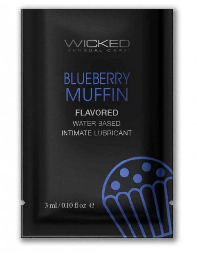 Лубрикант на водной основе с ароматом черничного маффина Wicked Aqua Blueberry Muffin - 3 мл.
