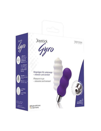 Мощная вибропуля Gyro с двумя сменными насадками - фиолетовой и белой