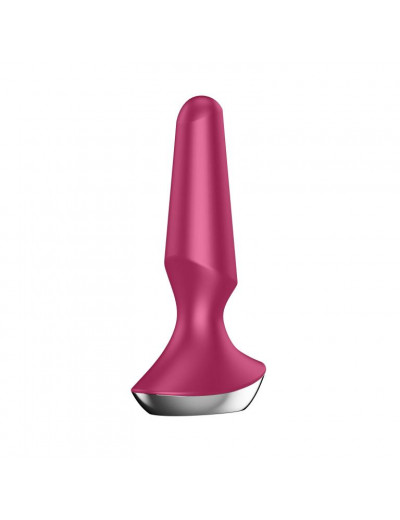 Малиновая анальная пробка с вибрацией Satisfyer Plug-ilicious 2 - 14 см.