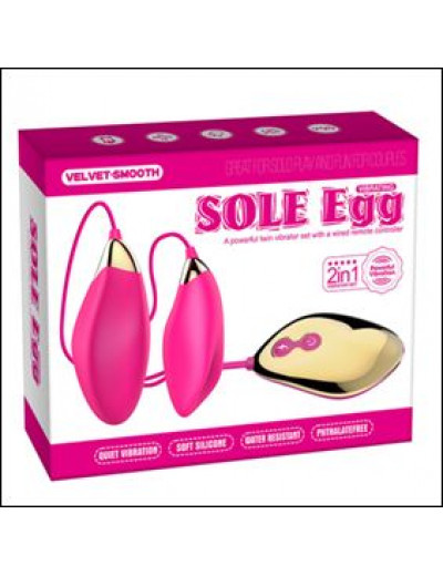 Парные розовые виброяца Sole Egg с пультом