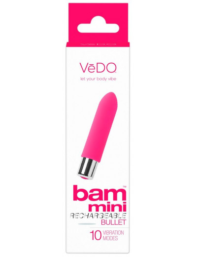 Розовая вибропуля VeDO Bam Mini - 9,5 см.