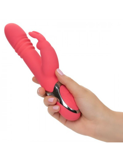 Коралловый вибромассажер-кролик Enchanted Exciter с поступательными движениями