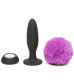 Черная анальная вибропробка Rechargeable Vibrating Bunny Tail Butt Plug Large - 14 см.