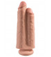 Телесный сдвоенный фаллоимитатор 9  Two Cocks One Hole - 25,4 см.