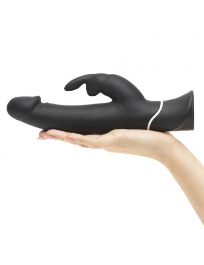 Черный вибратор-кролик Happy Rabbit Realistic Rechargeable Rabbit Vibrator - 25,4 см.