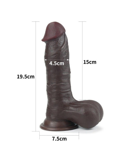 Темнокожий фаллоимитатор с присоской 7.8 Sliding Skin Dual Layer Dong - 19,5 см.