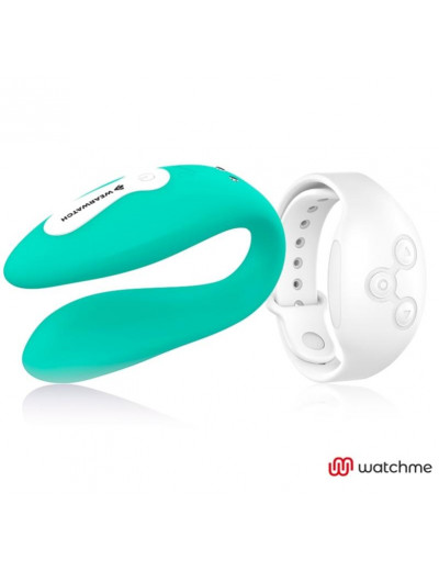 Зеленый вибратор для пар с белым пультом-часами Weatwatch Dual Pleasure Vibe