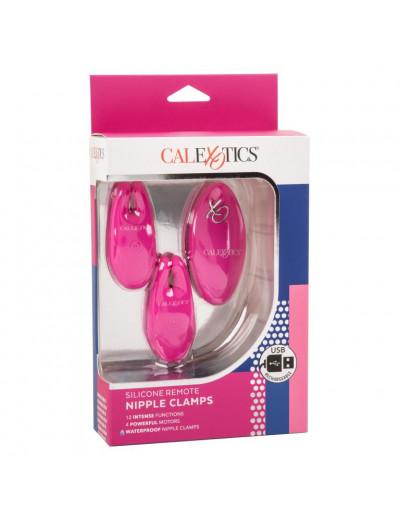 Розовые зажимы для сосков с дистанционным управлением Silicone Remote Nipple Clamps