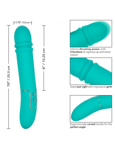 Бирюзовый гладкий вибратор Shameless Flirt - 25,5 см.
