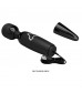 Черный жезловый вибромассажер с ребристой головкой Body Wand - 25 см.