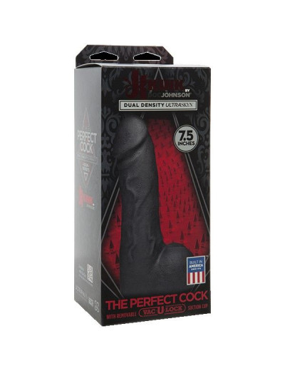 Черный фаллоимитатор The Perfect Cock With Removable Vac-U-Lock Suction Cup - 19 см.