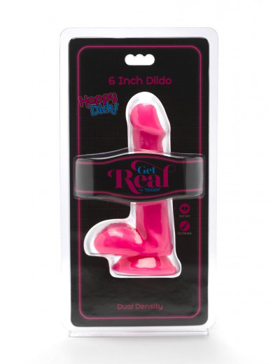Розовый фаллоимитатор Happy Dicks Dildo 6 inch Balls - 15,2 см.