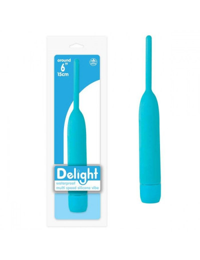 Голубой вибромассажер из силикона Delight - 18,5 см.