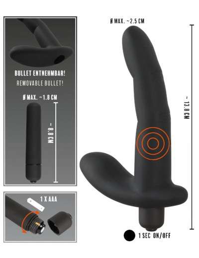 Черный вибромассажер простаты Naughty Finger Prostate Vibe - 13,8 см.