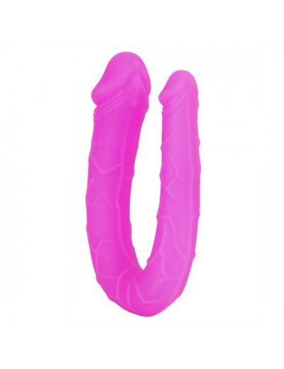 Розовый двусторонний фаллоимитатор Silicone Double Dong AC/DC - 30,5 см.