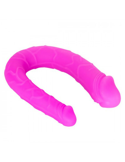 Розовый двусторонний фаллоимитатор Silicone Double Dong AC/DC - 30,5 см.
