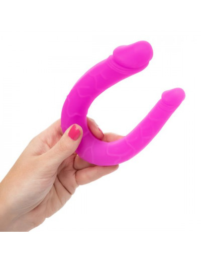 Розовый двусторонний фаллоимитатор Silicone Double Dong AC/DC - 30,5 см.