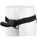 Черный полый страпон VIBRATING HOLLOW STRAP-ON с вибрацией - 16 см.